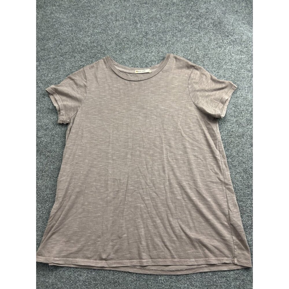 Marine Layer Shirt Womens Small‎ Brown Slub Crew Neck Short Sleeve Tee Top Basic